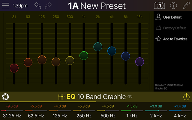Focus View for the 10 Band Graphic EQ