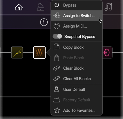 A block's Action Panel