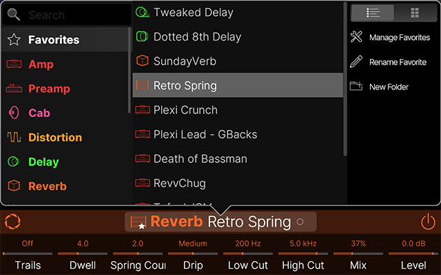 The Favorites category within the Preset Browser