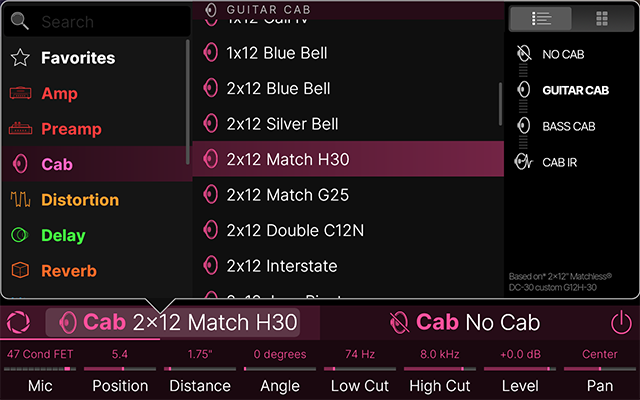 The Model browser,Cab category selected, List View