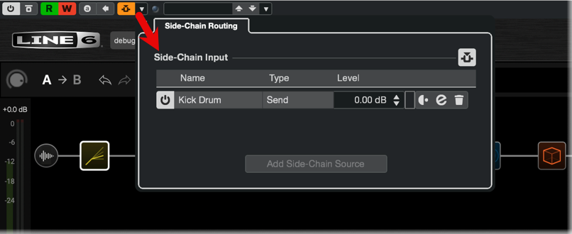 Cubase Sidechain Select menu